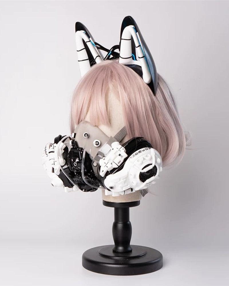 Fallen Angel Futuristic Cosplay Cyberpunk White Headband And Mask (Sold Separately)