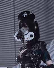 Fallen Angel Futuristic Cosplay Cyberpunk White Headband And Mask (Sold Separately)