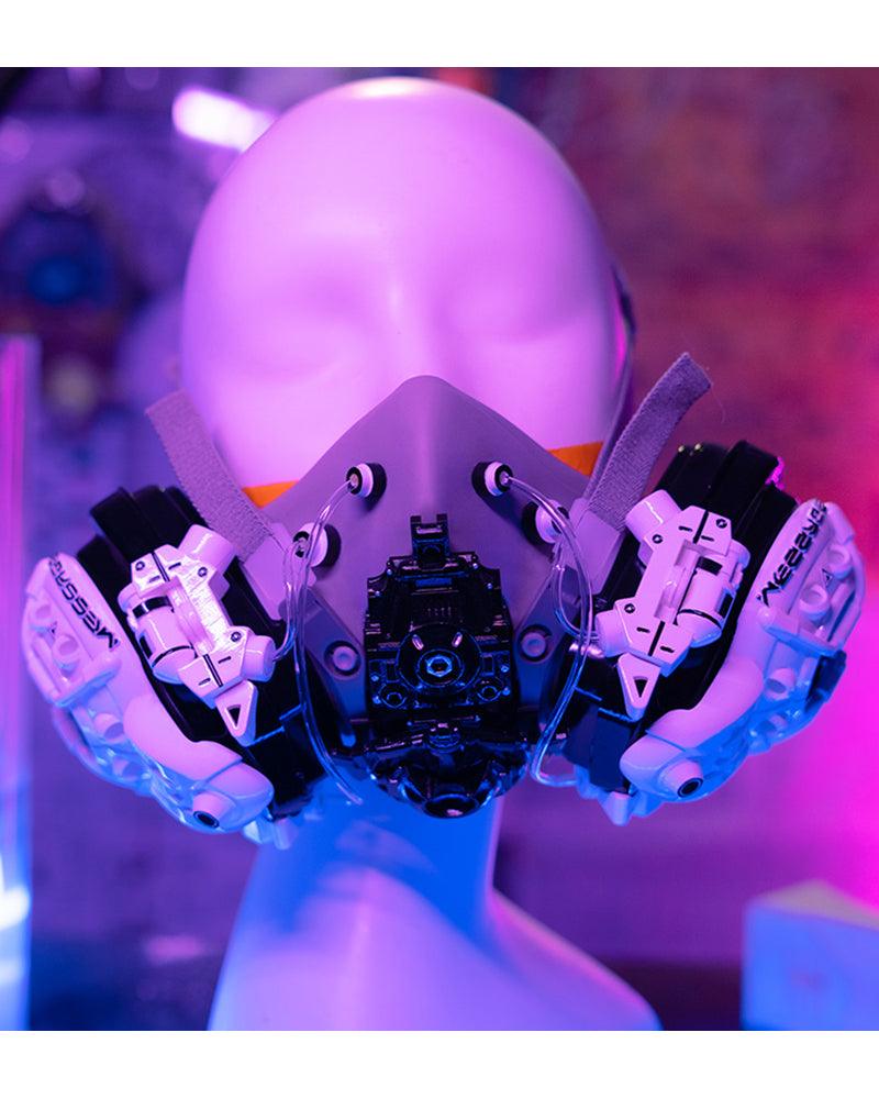 Fallen Angel Futuristic Cosplay Cyberpunk White Headband And Mask (Sold Separately)