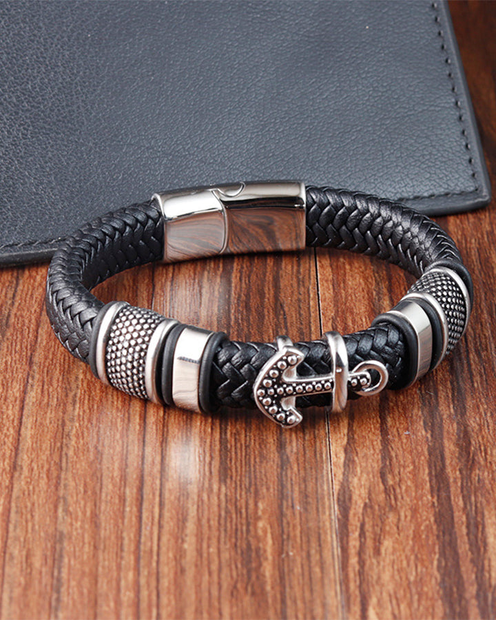 Vintage Anchor Handmade Leather Bracelet