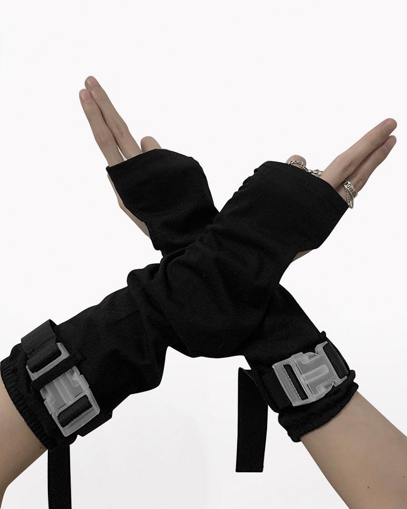 Forever Young Futuristic Buckle Gloves