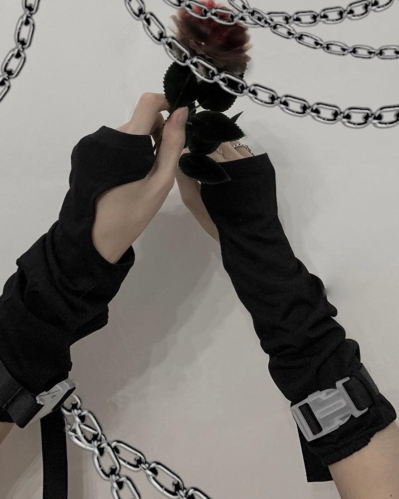 Forever Young Futuristic Buckle Gloves