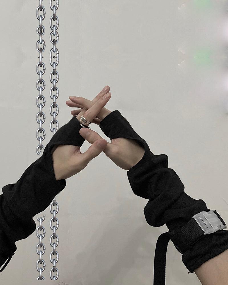 Forever Young Futuristic Buckle Gloves