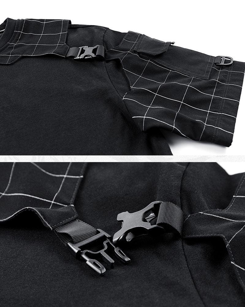 Functional Plaid Patchwork T-Shirt