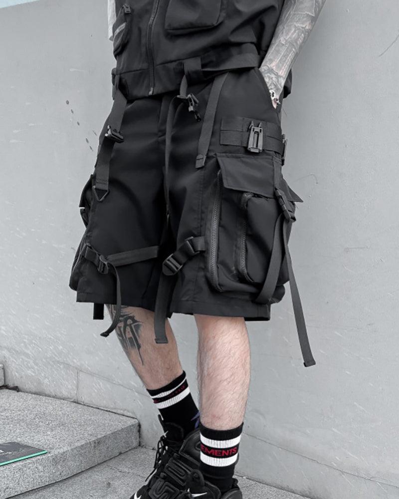 Functional Streetwear Ribbon Cargo Shorts