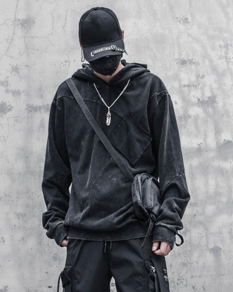 Streetwear Black Denim Hoodie
