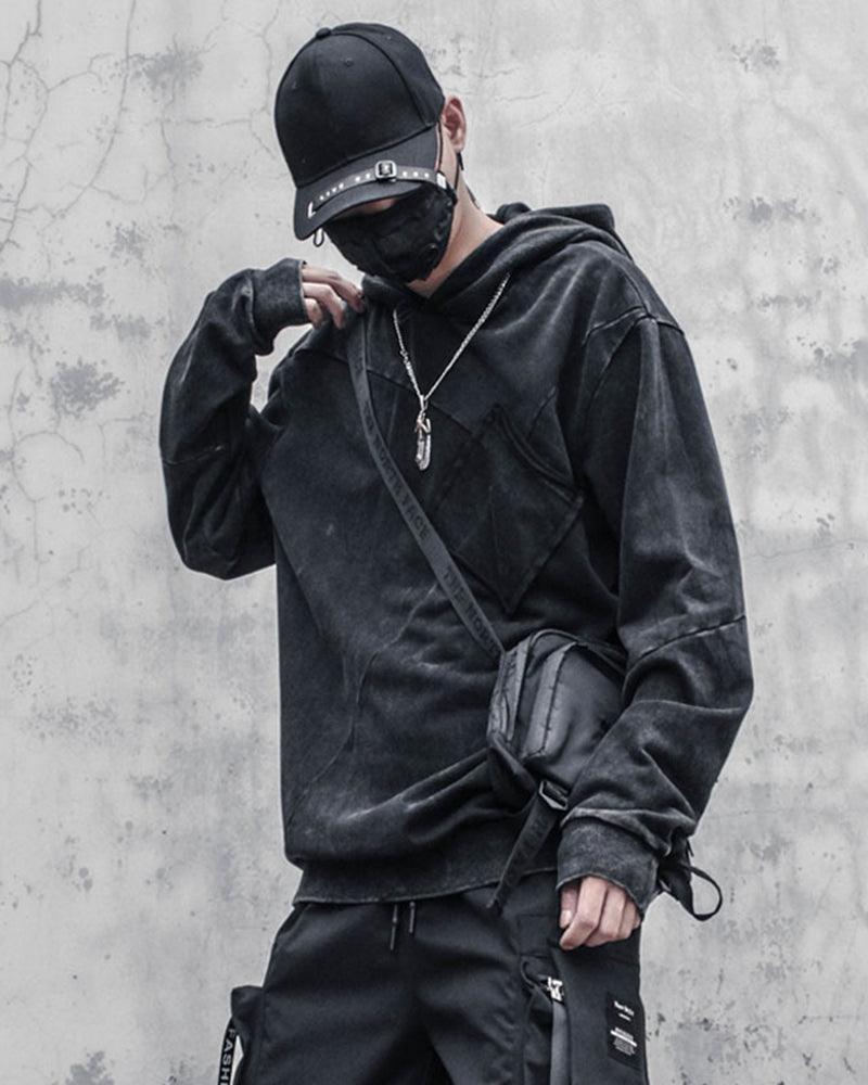 Streetwear Black Denim Hoodie