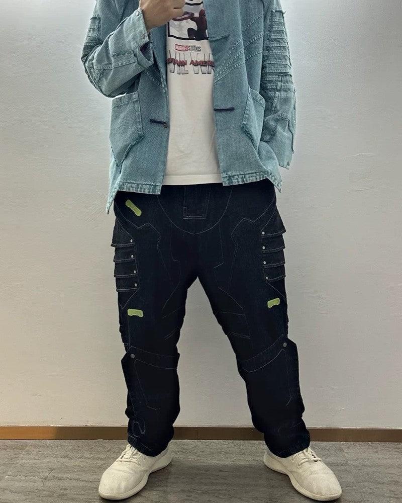 Cyberpunk Outfits Heavy Mecha Baggy Unisex Jeans
