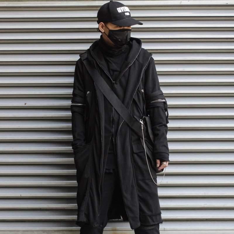 Futuristic Double-Layered Hooded Coat