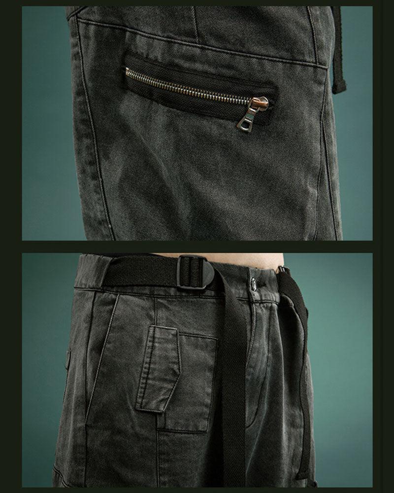 Cyberpunk Reflective Unisex Denim Cargo Pants