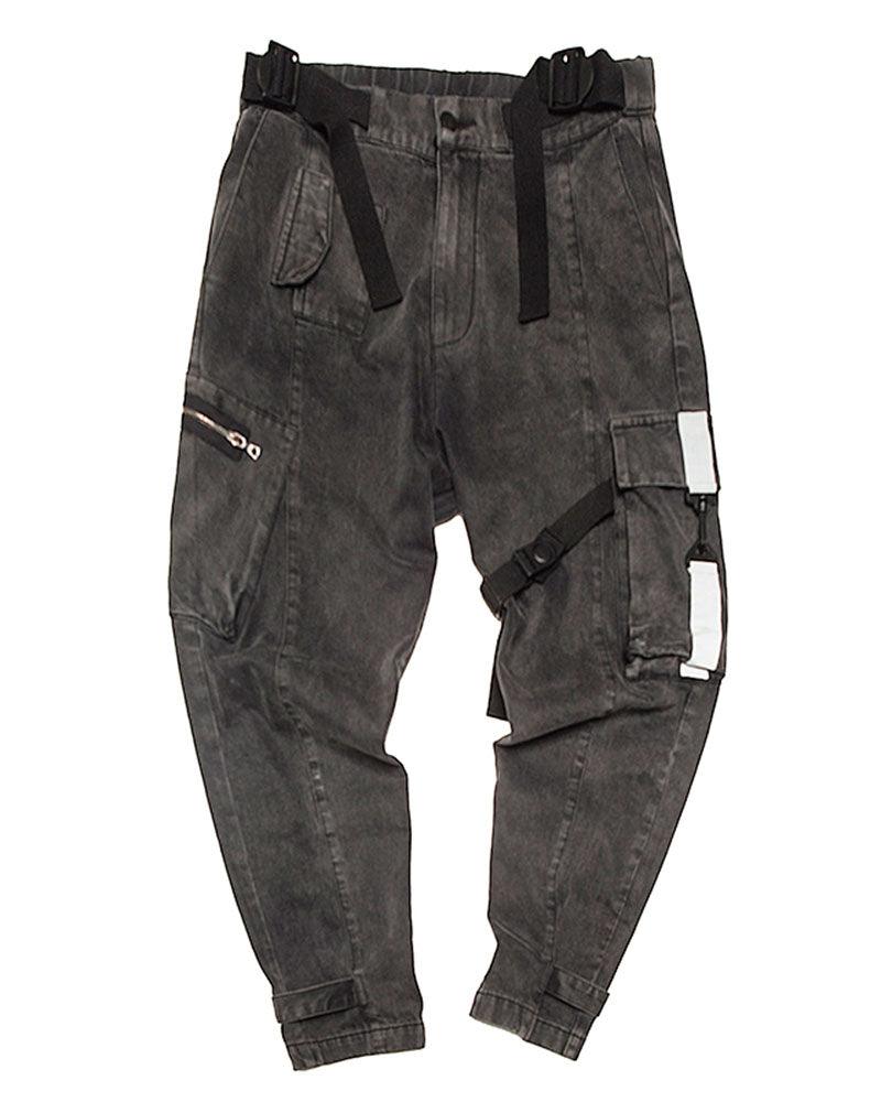 Cyberpunk Reflective Unisex Denim Cargo Pants