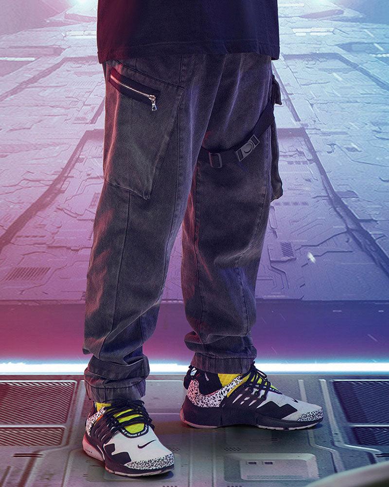 Cyberpunk Reflective Unisex Denim Cargo Pants
