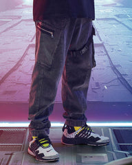Cyberpunk Reflective Unisex Denim Cargo Pants