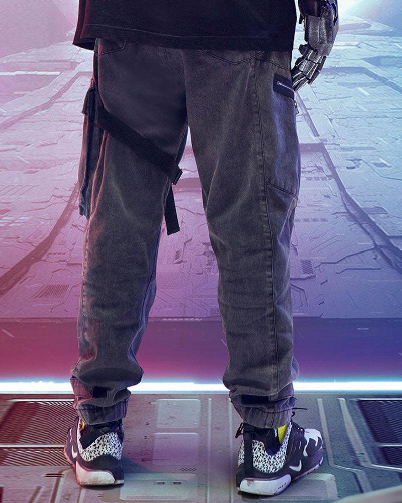 Cyberpunk Reflective Unisex Denim Cargo Pants