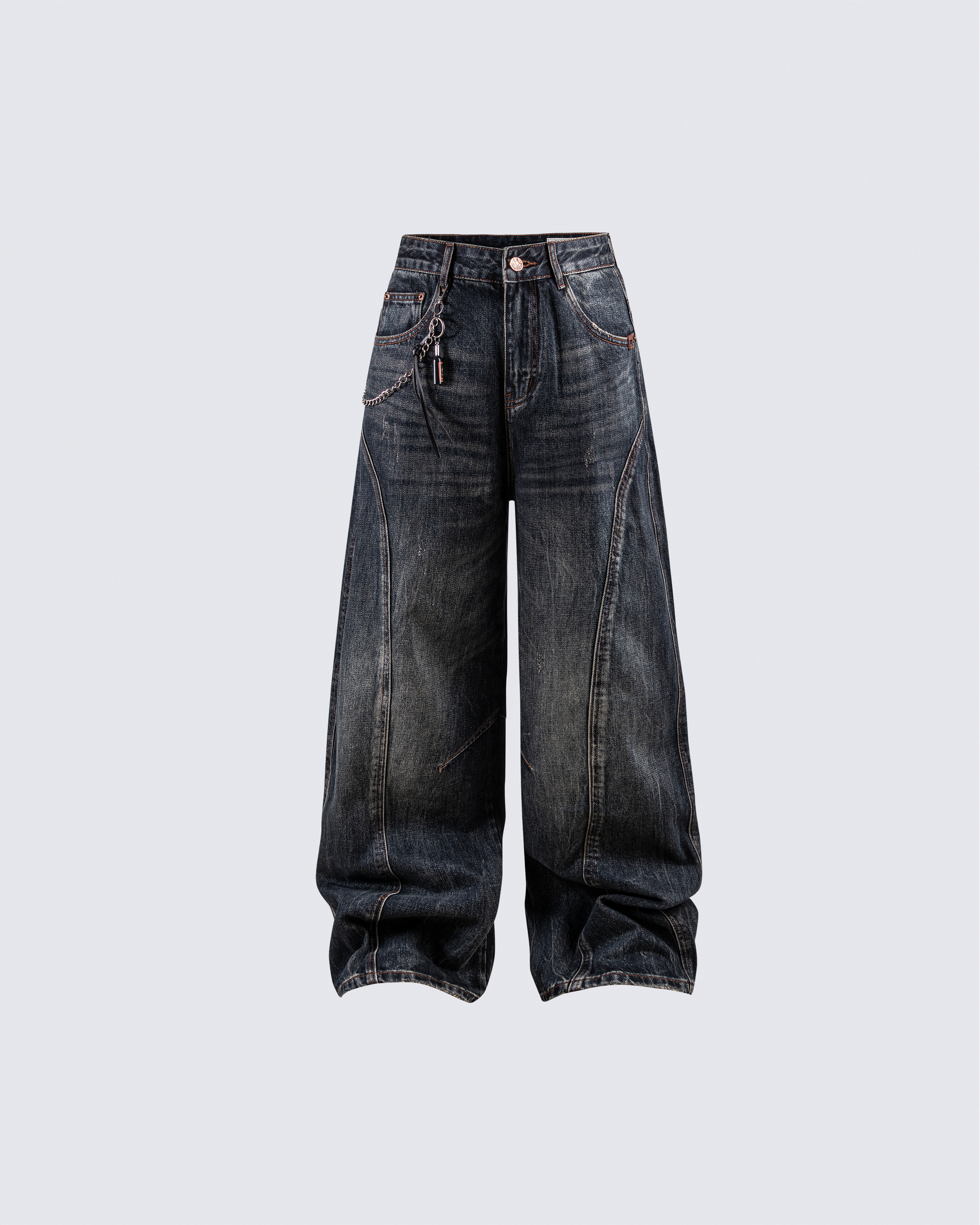 Dark Wash Wide-Leg Denim Pants