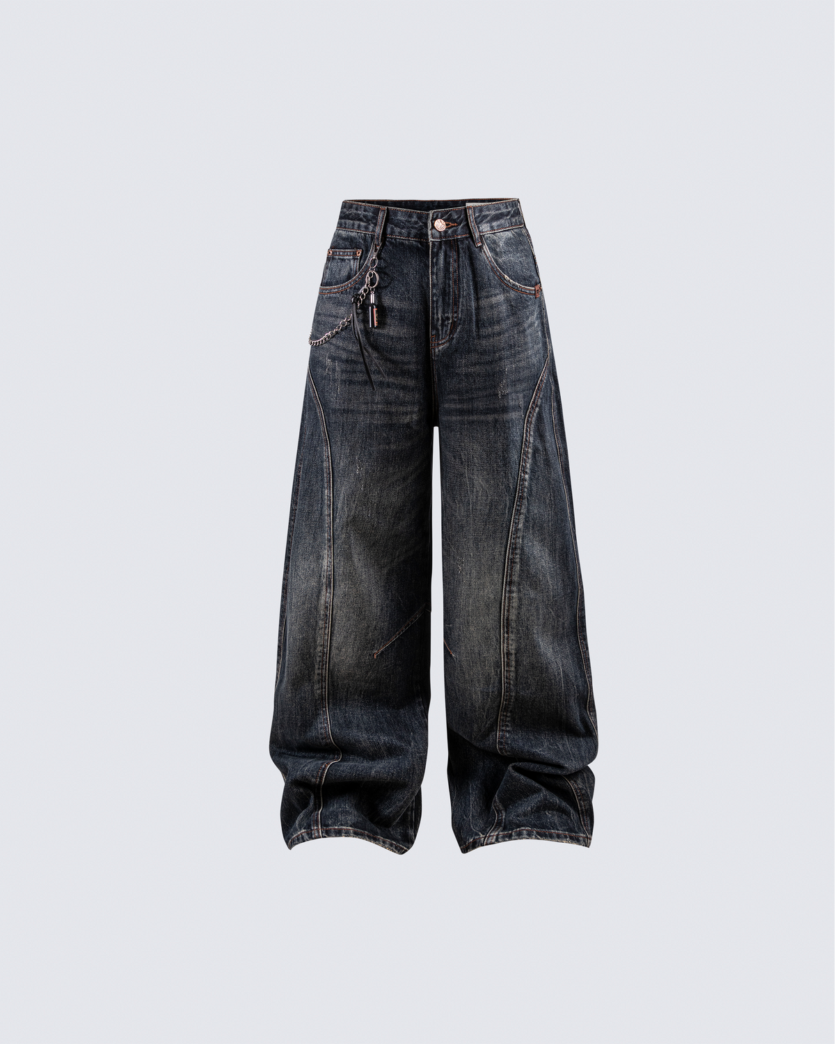 Dark Wash Wide-Leg Denim Pants