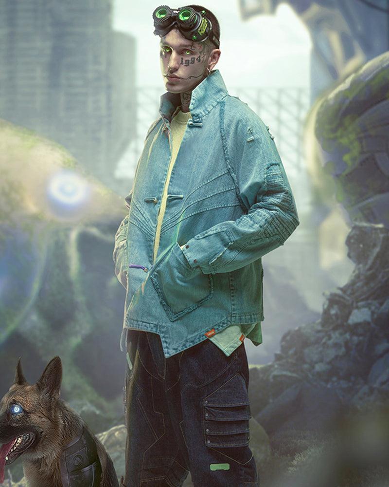 Cyberpunk Outfits Irregular Denim Jacket