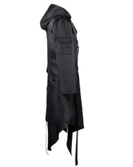 Irregular Ribbons Cosplay Long Black Coat