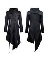 Irregular Ribbons Cosplay Long Black Coat