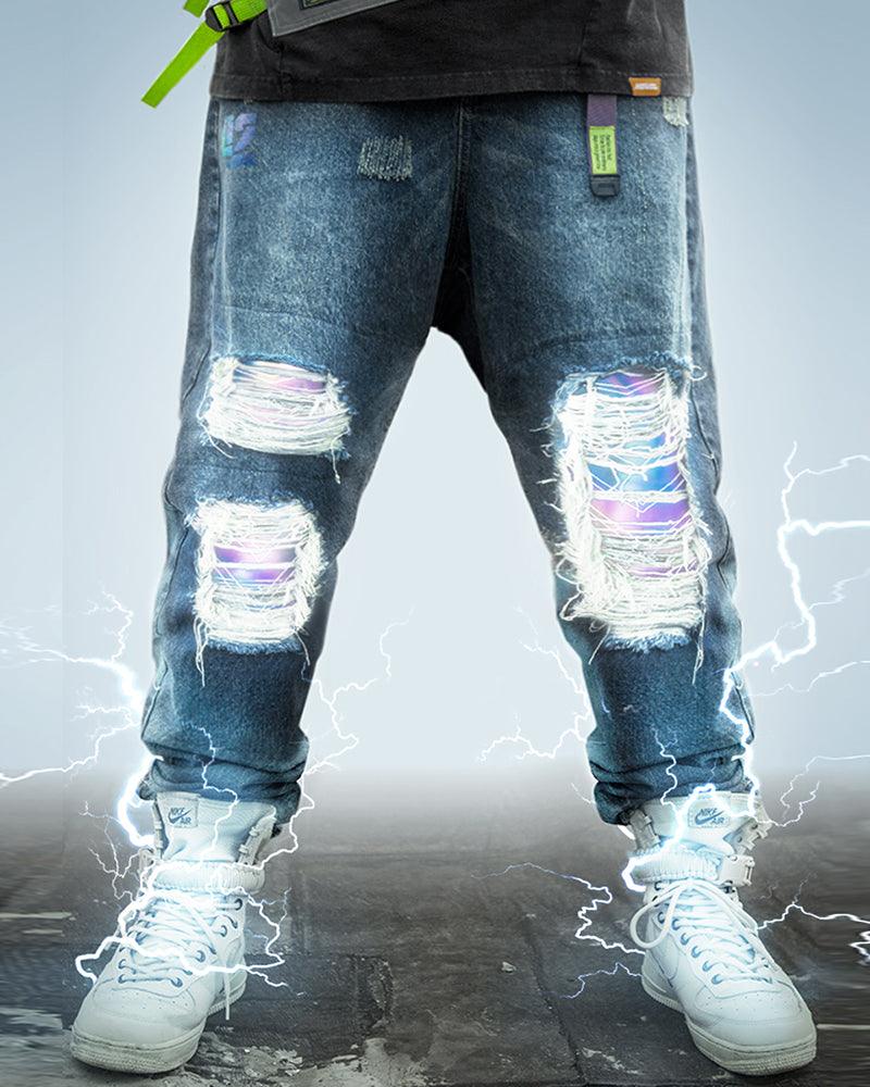 Cyberpunk Laser Destroyed Unisex Y2K Jeans