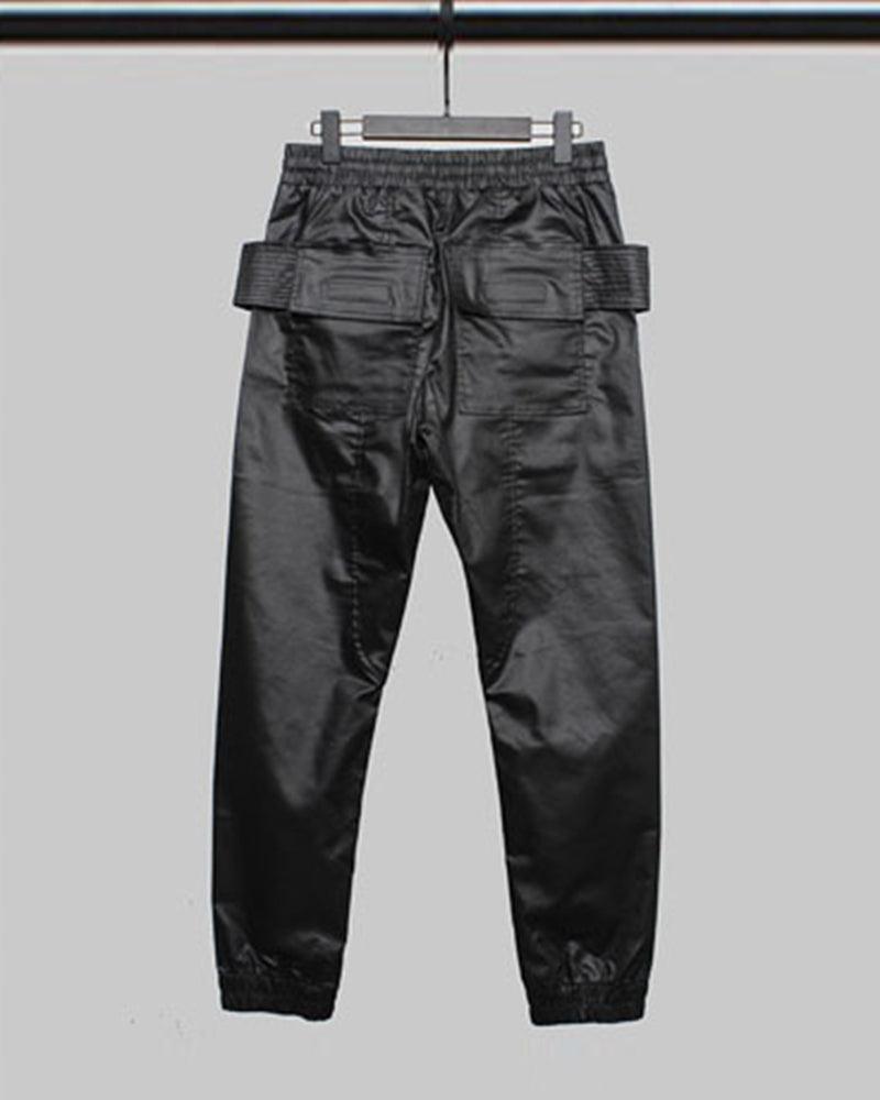 Ro Style Brush Wax Coating Black Cargo Pants