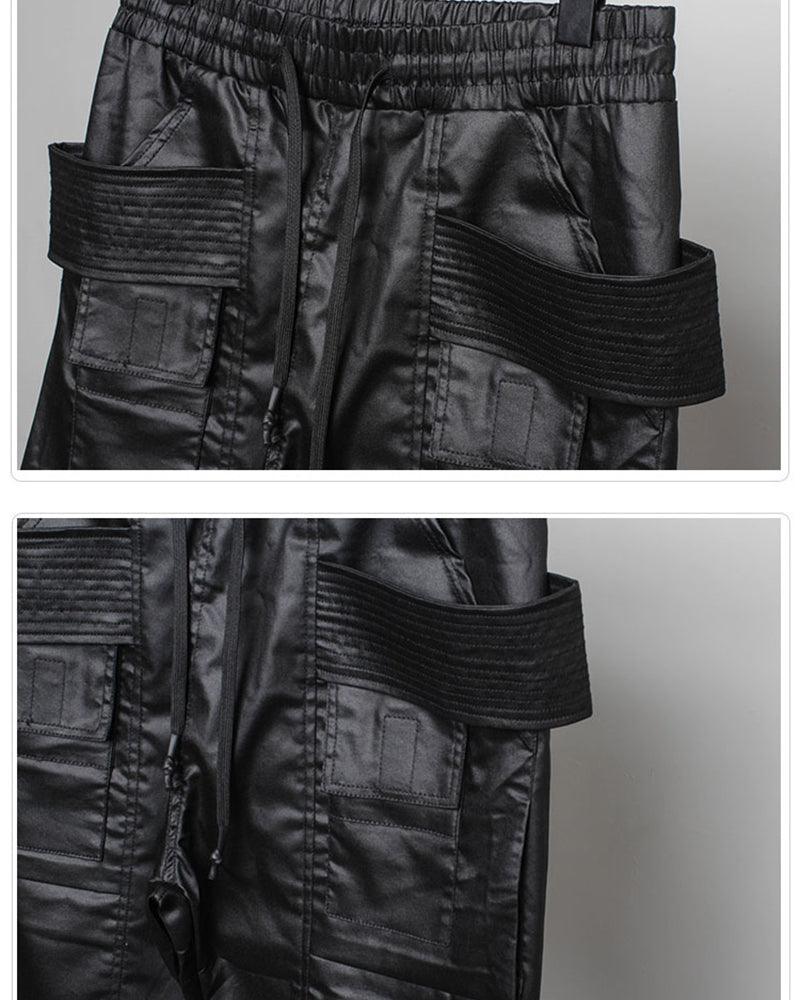 Ro Style Brush Wax Coating Black Cargo Pants