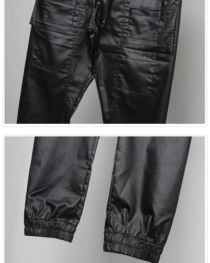 Ro Style Brush Wax Coating Black Cargo Pants