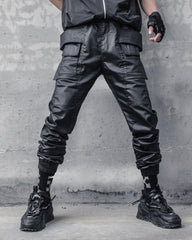 Ro Style Brush Wax Coating Black Cargo Pants