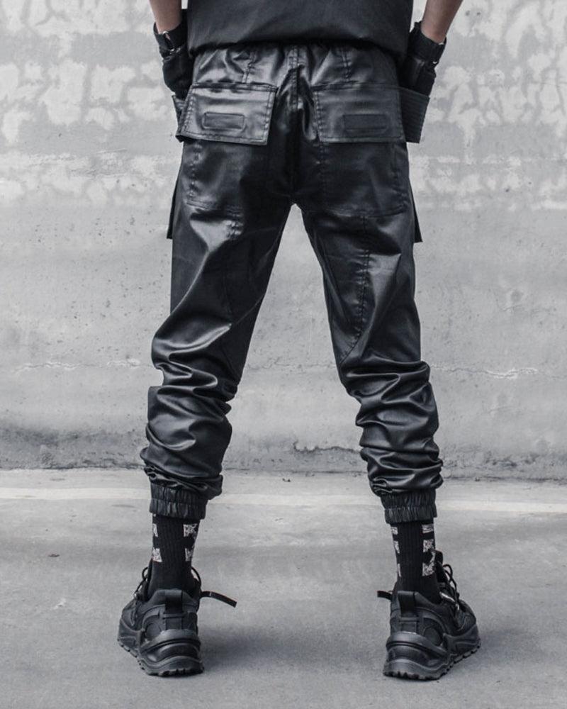 Ro Style Brush Wax Coating Black Cargo Pants