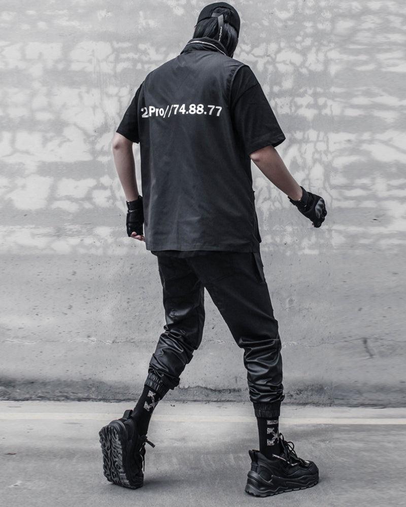 Ro Style Brush Wax Coating Black Cargo Pants