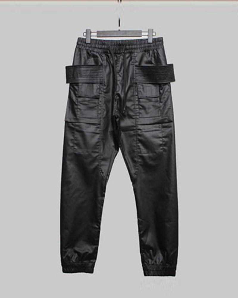 Ro Style Brush Wax Coating Black Cargo Pants