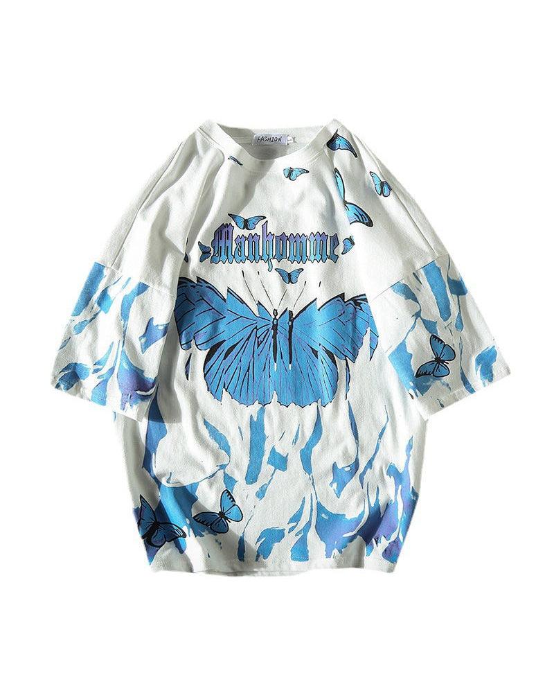 Blue Butterfly Streetwear T-Shirt