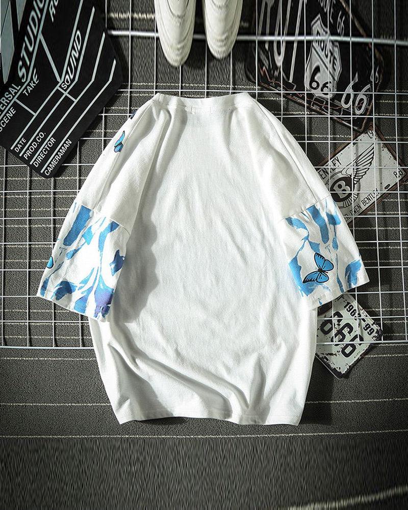 Blue Butterfly Streetwear T-Shirt
