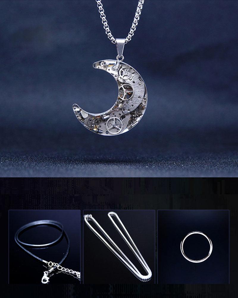 Moon Star Couple Cyberpunk Mechanical Necklace
