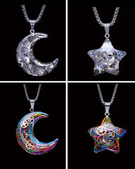 Moon Star Couple Cyberpunk Mechanical Necklace