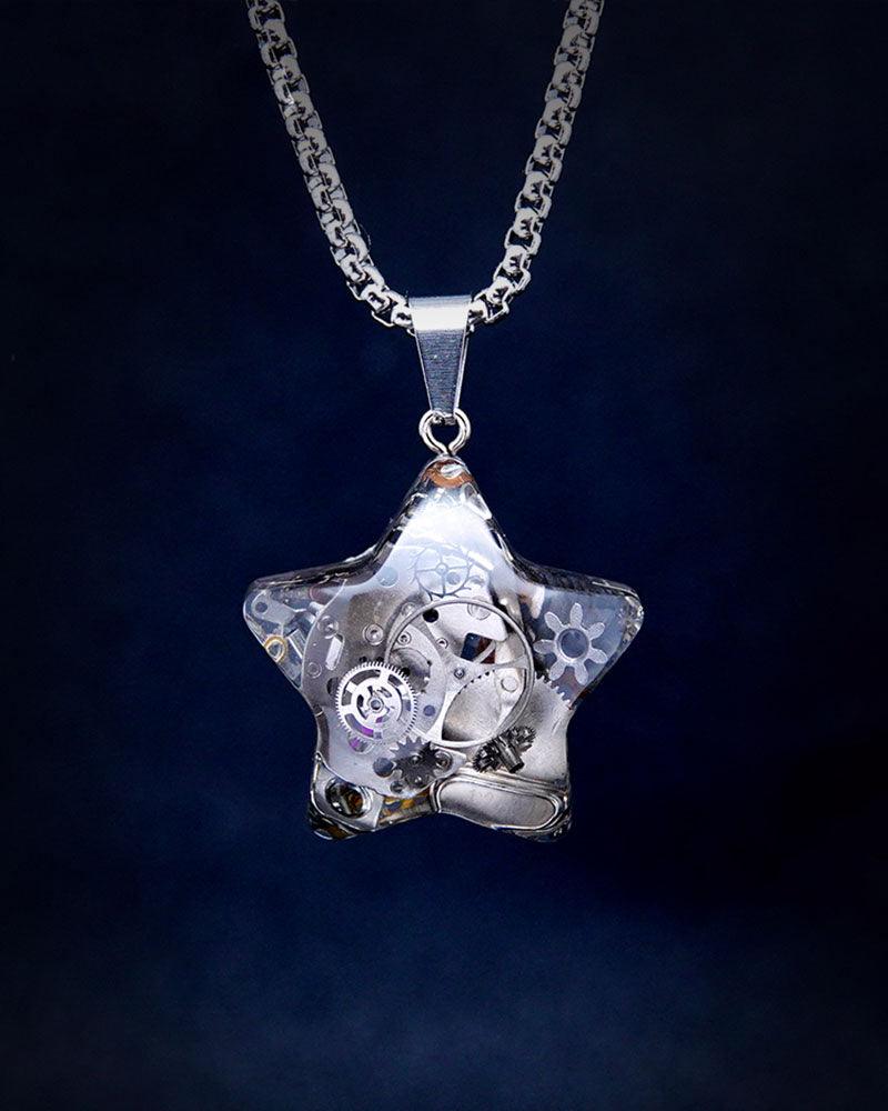 Moon Star Couple Cyberpunk Mechanical Necklace