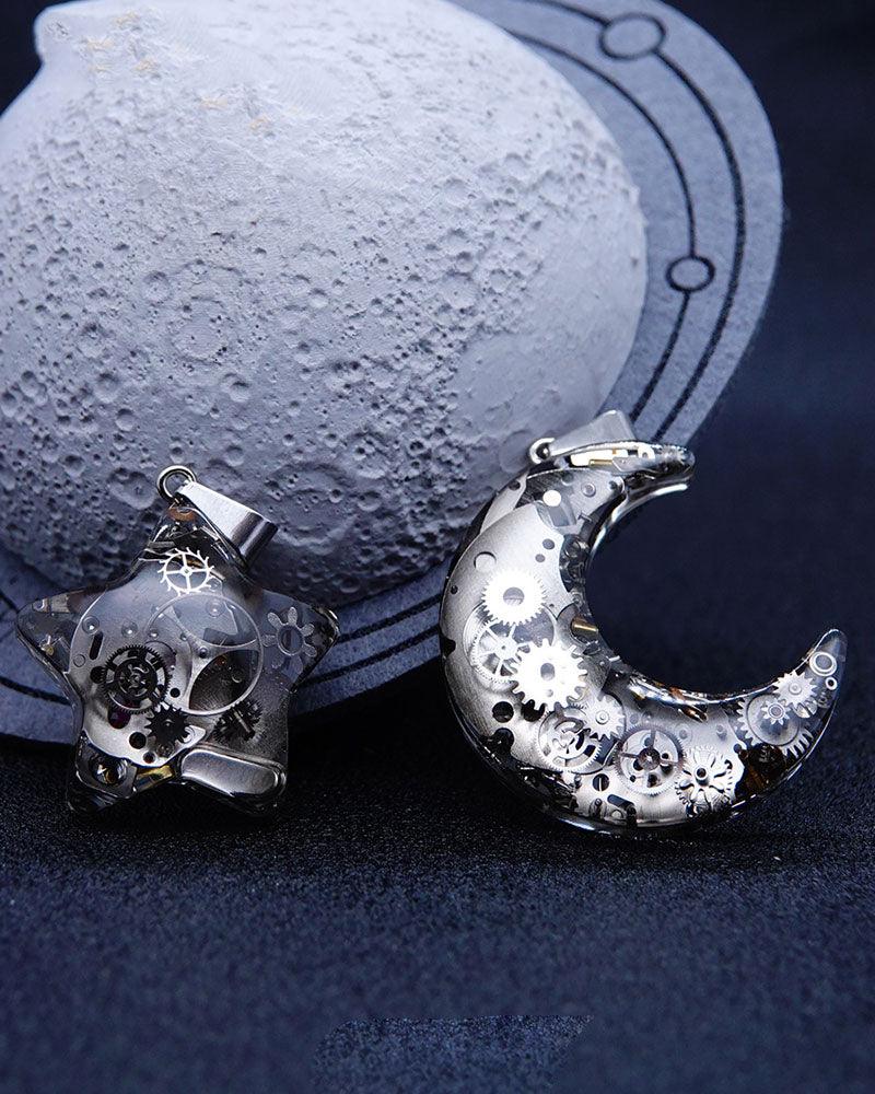 Moon Star Couple Cyberpunk Mechanical Necklace