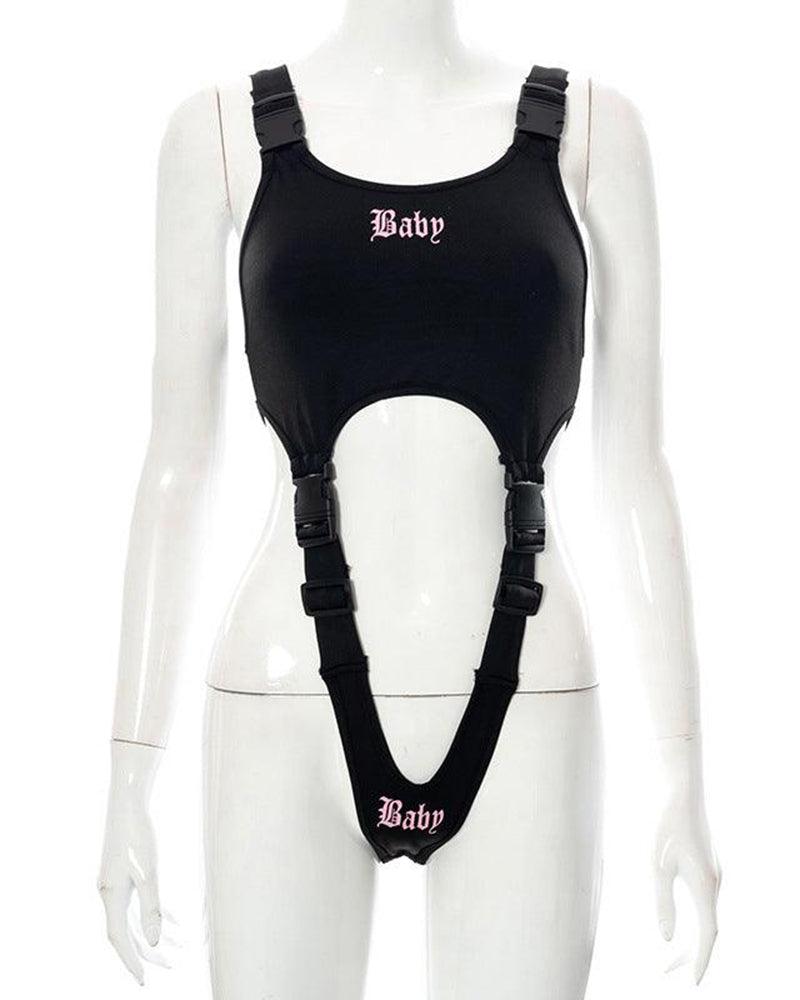 Buckle Strap Cut Out Bodysuit