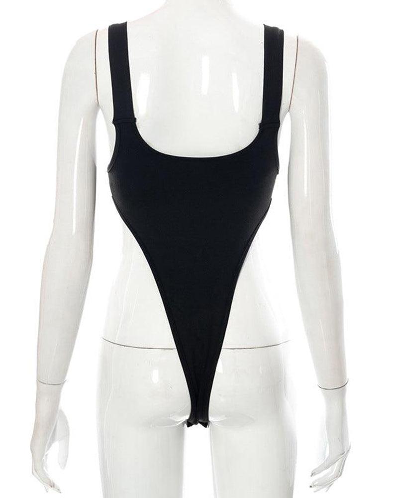 Buckle Strap Cut Out Bodysuit