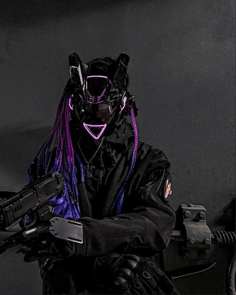 Night Game Dreadlocks Led Cyberpunk Helmet Mask