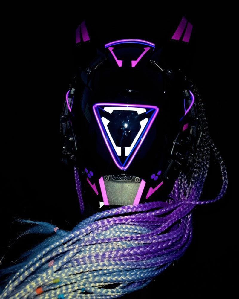 Night Game Dreadlocks Led Cyberpunk Helmet Mask