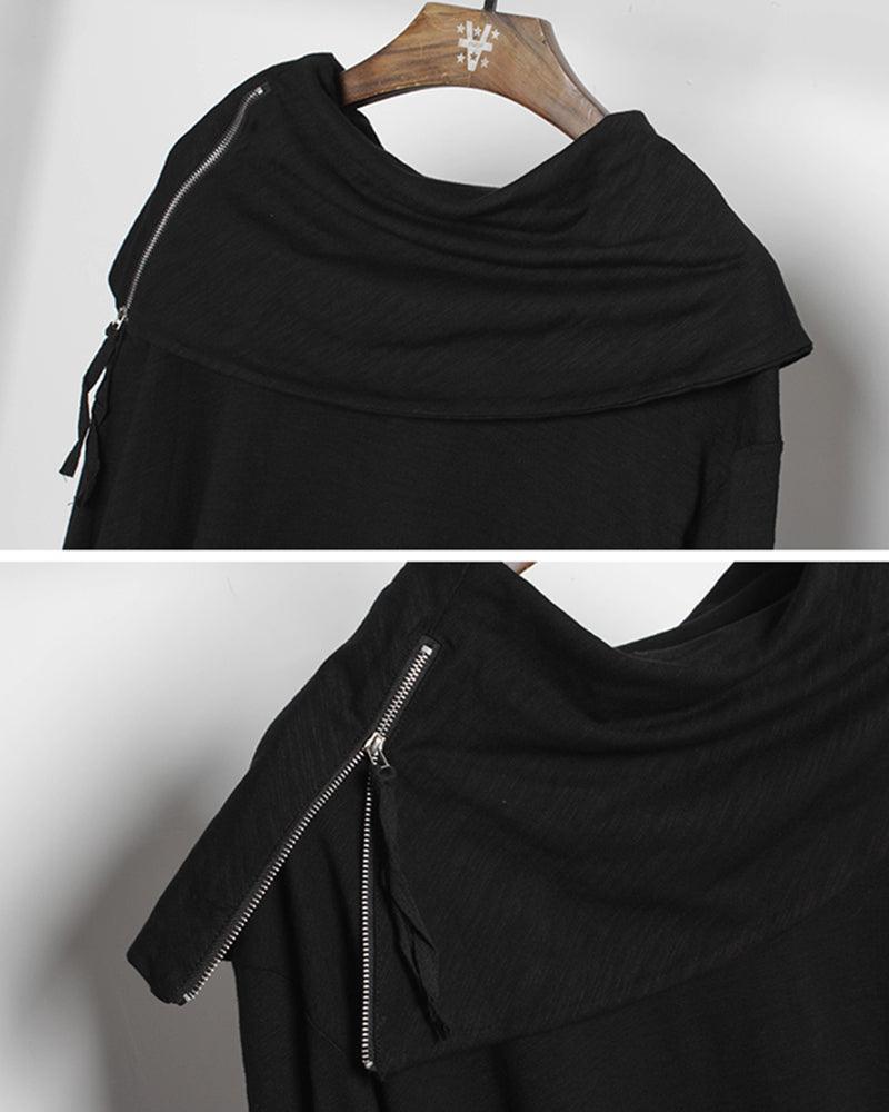 Streetwear Ninja Irregular High Collar Sweatshirt