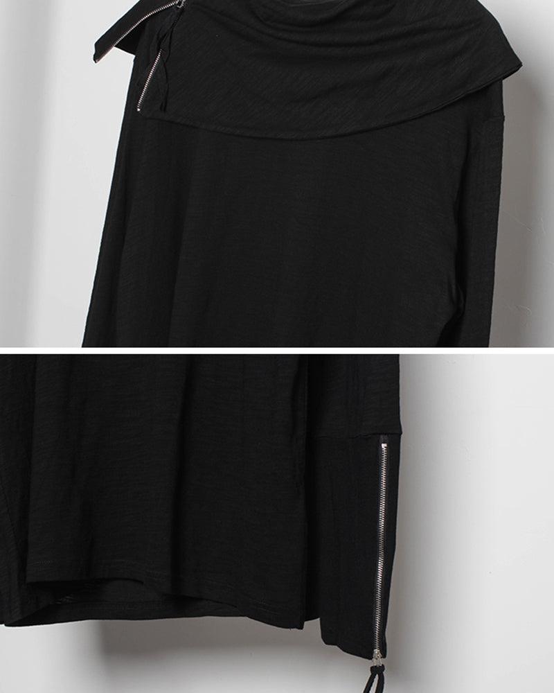 Streetwear Ninja Irregular High Collar Sweatshirt