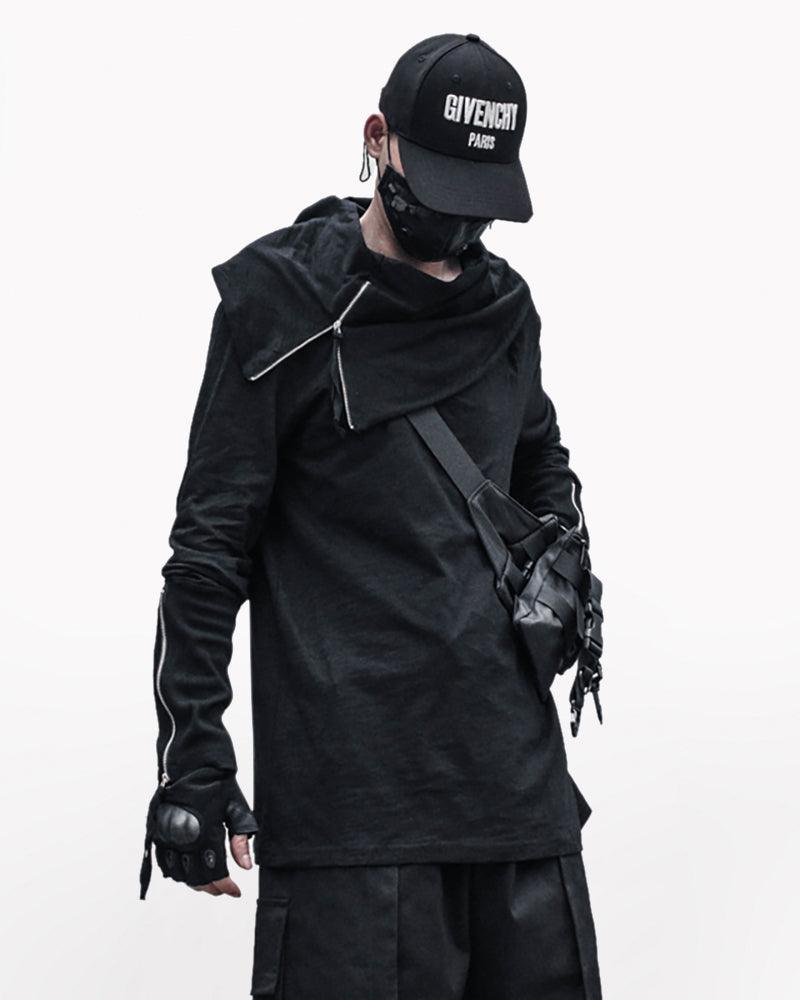 Streetwear Ninja Irregular High Collar Sweatshirt
