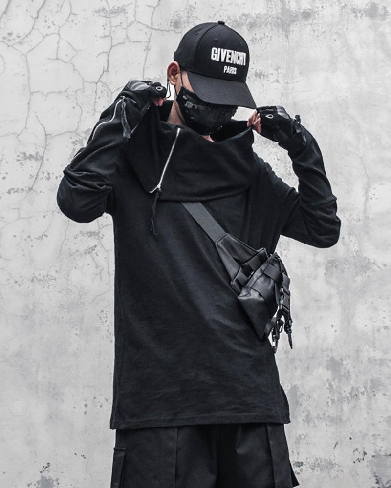 Streetwear Ninja Irregular High Collar Sweatshirt