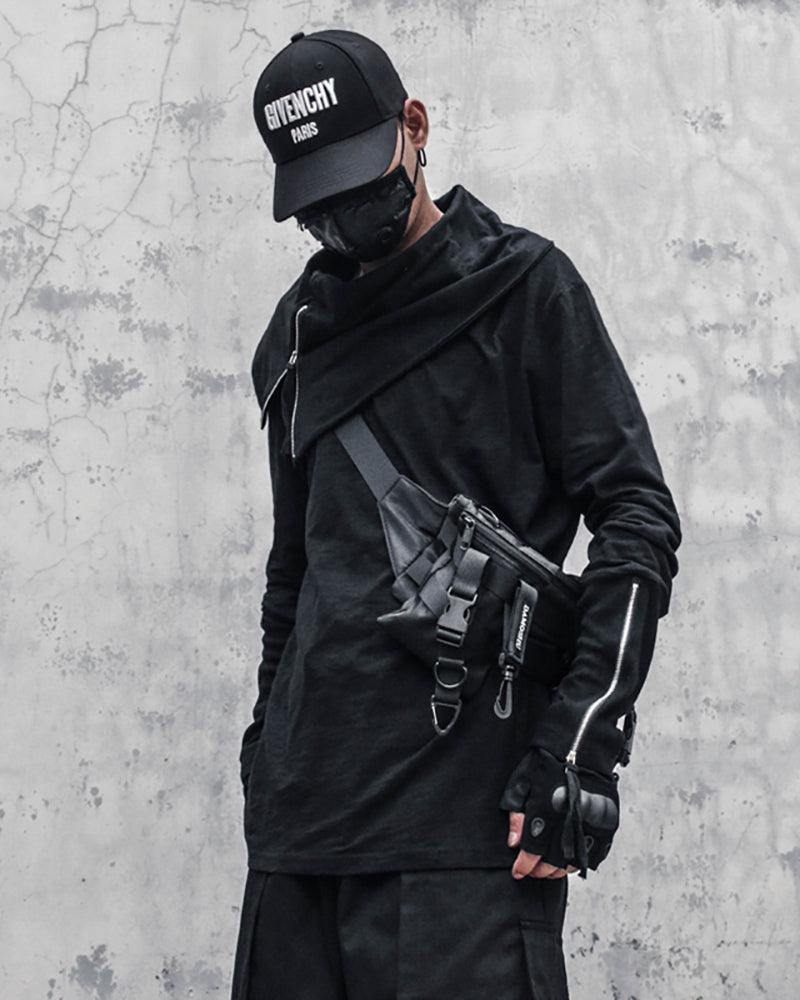 Streetwear Ninja Irregular High Collar Sweatshirt