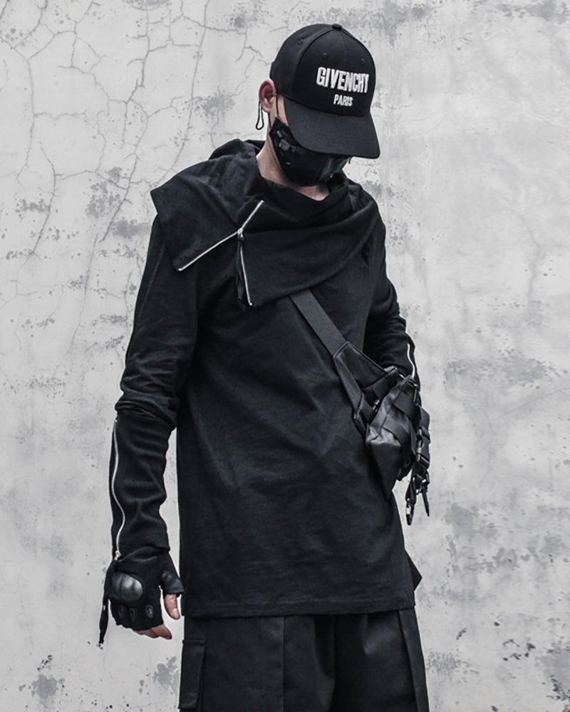 Streetwear Ninja Irregular High Collar Sweatshirt