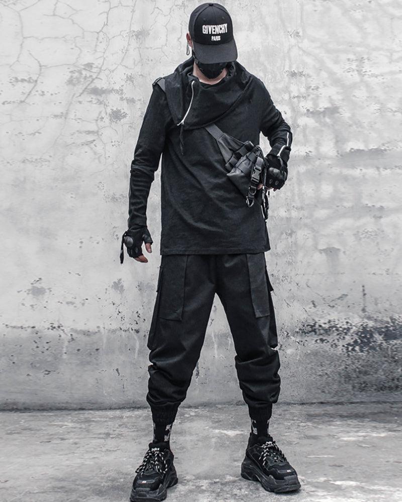 Streetwear Ninja Irregular High Collar Sweatshirt