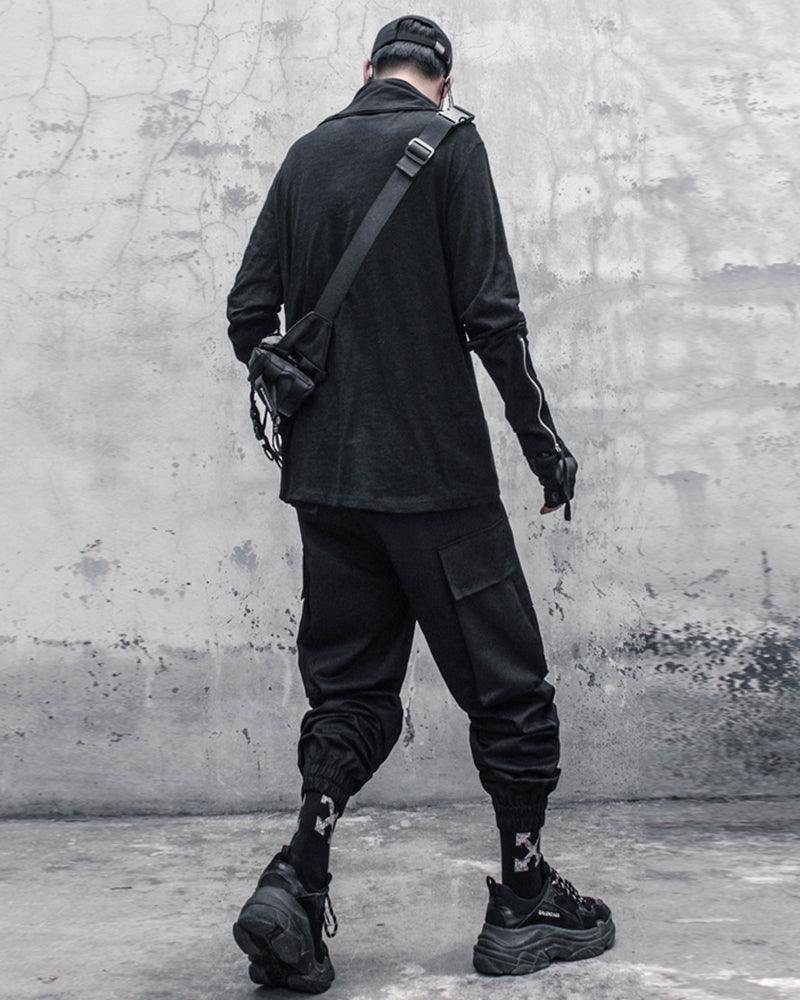 Streetwear Ninja Irregular High Collar Sweatshirt
