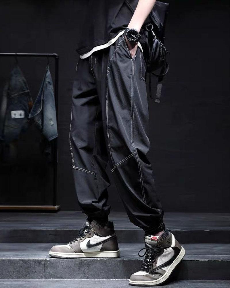 Patchwork Baggy Ice Silk Pants